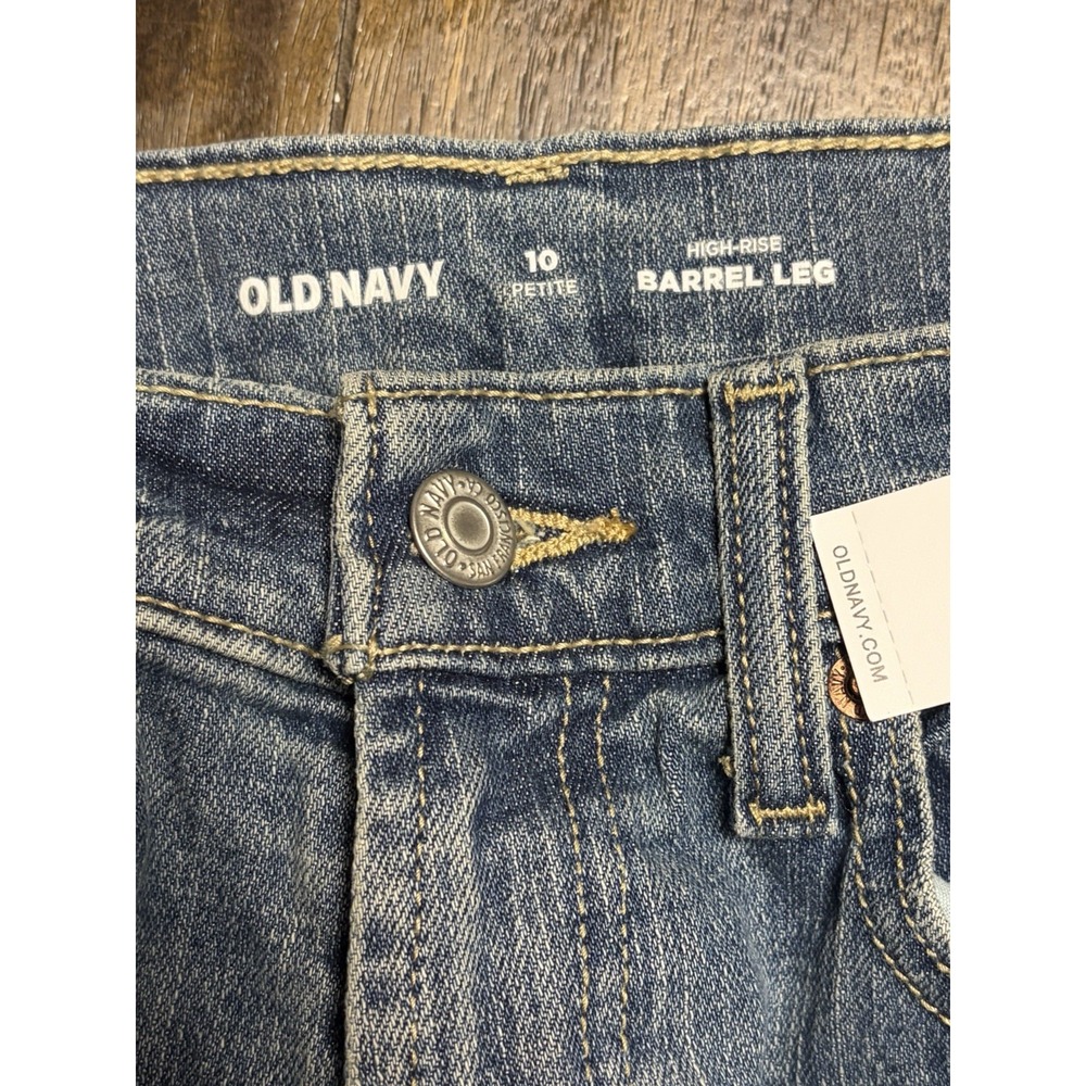 Old Navy High Rise Barrel Leg Jeans Womens 10 Petite Blue Casual Festival 687 - Picture 4 of 5